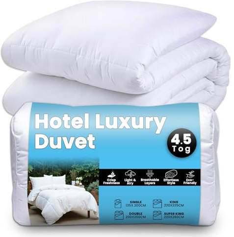 GC GAVENO CAVAILIA Super King Size Duvet 4.5 Tog - Thick Polyester Winter Quilt - Soft Warm Coverless Comforter - AntiAllergy Hotel Quality Bedding (220x260 cm) - Superking Duvets & Quilts White