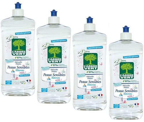 L'Arbre Vert Liquide Vaisselle Peaux Sensibles Biberons 750 ml - Lot de 4 - Offre Spéciale