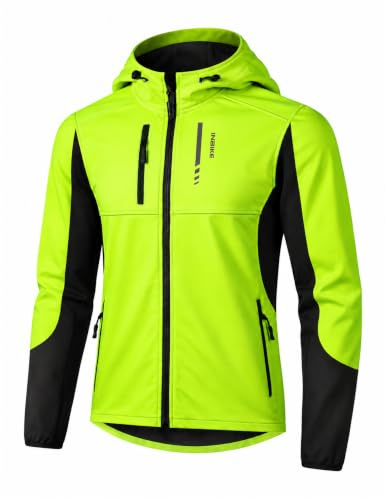 INBIKE Softshelljacke für Herren Winter Winddicht Fleece Warm Fahrradjacke mit verstellbarem Kordelzug an der Kapuze Outdoorjacke Geeignet Wandern Klettern Laufen und andere Aktivitäten HC308