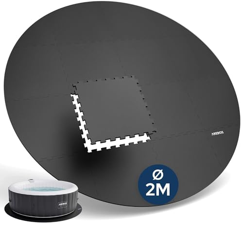 AREBOS Tappetino Protettivo per Piscina e Spa Ø 200 cm | Tappeto Eva Puzzle Rotondo per Vasca idromassaggio | Isolante e Antiscivolo | per Spa gonfiabili da Esterno