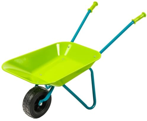 ZRIZAURA Metal Wheelbarrow Garden Toy Set with Tools – Outdoor Gardening Play Set Backyard Yard Pretend Play Toy for Children Boys Girls