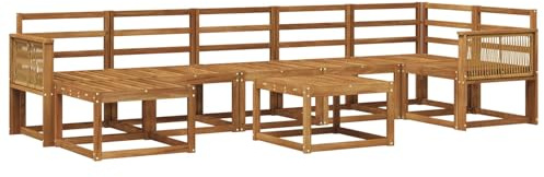 vidaXL Outdoor-Sofagarnitur 8 pcs Natur Massivholz Akazie, Modernes Garten-Sofa-Set, Flexible Sitzgelegenheiten, Akazienholz, Lounge für Poolbereich, schnell zusammengebaut