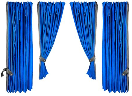 LKW Gardinen Set 4-TLG Scheibengardinen Front & Schlafkabine Blau & Schwarz