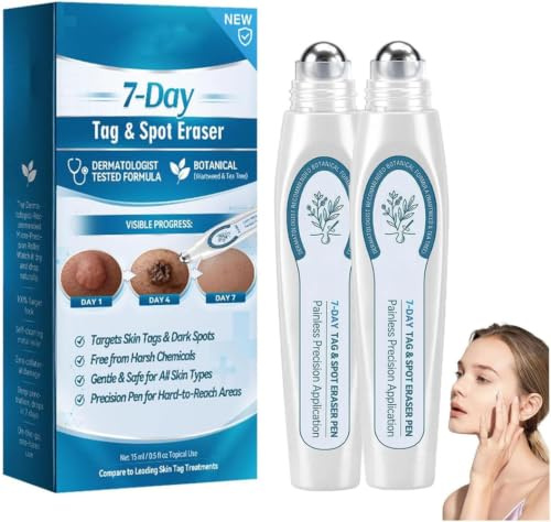 Picdo Tag and Spot Eraser, 7 Day Spot and Tag Remover Pen,Skin Tag Remover Rollerball,SkinTag Remover Gel for Warts Moles Age Spots,Suitable for All Skin Types (2)