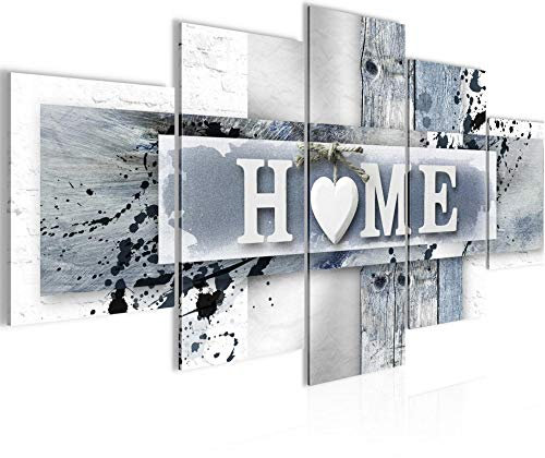 Runa Art Murali Da Parete Home Cuore 5 Pezzi Quadro Tela Non Tessuta Decorazione Soggiorno Vintage Blu Grigio 504552c