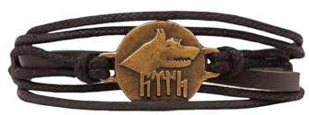 Gök-Türk Lederarmband für Herren Unisex 'Bozkurt' Wolf - schwarz