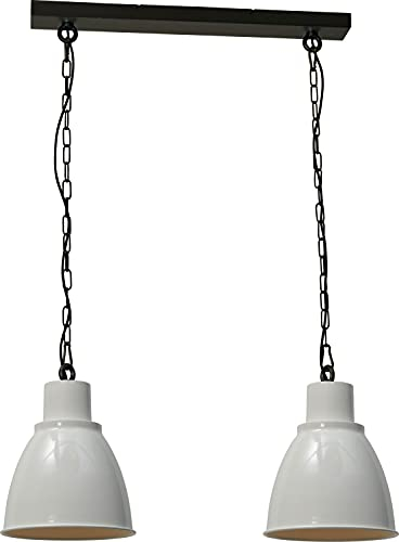 Premium Pendelleuchte (Tiefe: 1,3m max., 2-flmg, Industrie, Loft, in Schwarz, Weiß, weite Schirmform, einzelne Pendel) Loftlampe Küchenlampe Innenleuchte Industrielampe Hängestrahler Hallenleuchte