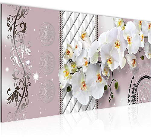 Runa Art Tableau Decoration Murale Fleurs Orchidée 1 Partie Moderne Toile non tissée Salon Salle Abstrait Rose Gris 008812a