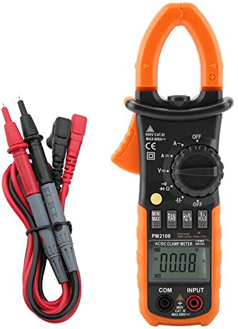 Pinza Amperometrica, Akozon PM2108 Digitale Pinza Amperometrica AC/DC Tester Resistenza Portatile Misurare Corrente, Tensione, Frequenza, Resistenza, Capacità e Prova di Continuità Nel Circuito