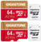 [5-Yrs Free Data Recovery] GIGASTONE 64GB Memory Card 2 Pack 4K Pro Camera Compatible with GoPro Switch Speed 95MB/s A2 U3 V30 Micro SDXC Card with SD Adapter