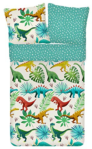 ESPiCO Bettwäsche Trendy Bedding Dinosaurierland Dino Saurier Knochen Schnabel Tiermotiv Reptilien Renforcé, Größe:135 cm x 200 cm