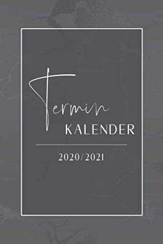 Terminkalender 2020/2021: Kalender 18 Monate • Jul. 2020 bis Dez. 2021 Planer, Wochenkalender, Terminplaner • 1 Woche auf 2 Seiten • Perfekt zum Mitnehmen • Dunkel Grau Marmor Design