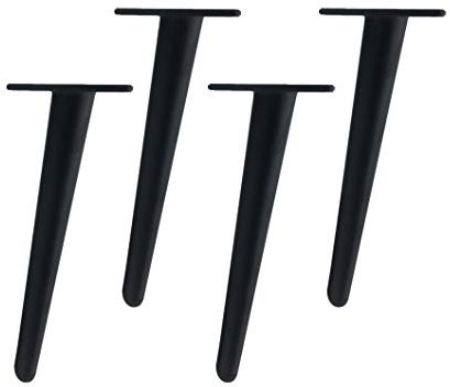 4 Pieds de Meuble, Pieds de Meuble Coniques InclinéS en MéTal, Pour Table Basse, Table à Manger, Bureau, Accessoires de Quincaillerie de Table de Chevet, Noir(30cm)