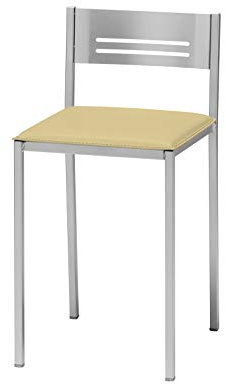 ASTIMESA Dos Taburetes de Cocina con Respaldo Polipiel beig, Altura de Asiento 45 cm