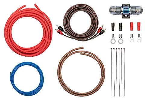 Kabelkit 10mm² fertig konfektioniert - Auto Verstärker Anschluss-Set – mit Powerkabeln, Cinchkabel, Sicherungshalter, Sicherungen – Installations Kit für Endstufen