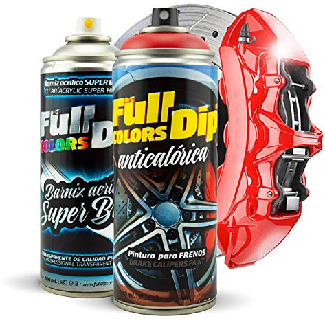 Kit di vernice spray super brillante per pinza freno, 400 ml (1 vernice spray + 1 vernice brillante spray), facile applicazione, finitura professionale (11 colori a scelta) (rosso)