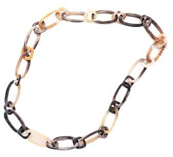 Horn Gliederkette Rivo4 gemixte Farben matt geschliffen ca. 90 cm, echt Rinderhorn Naturmaterial unikate Handarbeit plastikfrei nicht allergen metallfrei Fair Trade Öko Schmuck nachhaltig Vintage