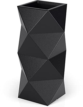 FORVEGA, Asti, Hoher Übertopf mit Ablage, Modernes Design, Langlebig, Frost- und UV-beständig, Polyethylen, Schwarz, 78 cm