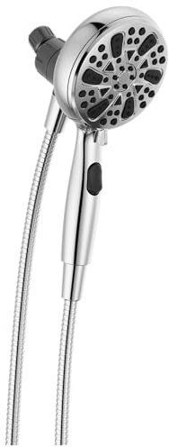 Delta Faucet Cabezal de ducha magnético SureDock de 6 pulverizaciones con spray de mano, cabezal de ducha cromado con manguera, acoplamiento MagnaTite