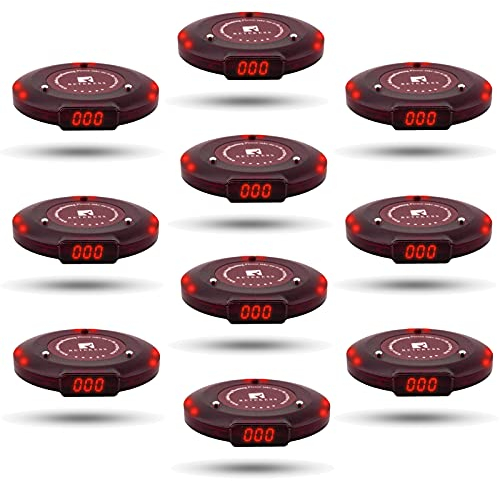 Retekess T119 Pager Restaurant Untersetzer Empfänger Summer Wiederaufladbar Kompatibel mit Dem Drahtlosen Anrufsystem T119 Pager-System Cafe Pizza Krankenhaus Spielplatz 360mAh 55H (10 Pager)