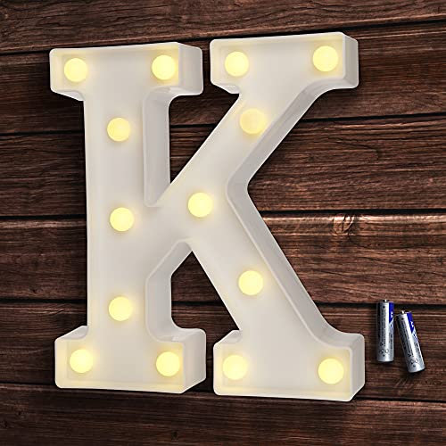 bemece LED Buchstaben Lichter Alphabet, Led leuchtbuchstabe, Led dekoration für Geburtstag Party Hochzeit & Urlaub Haus Bar - K