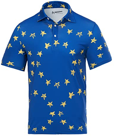 Royal & Awesome Eurostar European Flag Men's Golf Polo Shirts, Golf Tops, Men's Shirts, Polo Shirts, Large