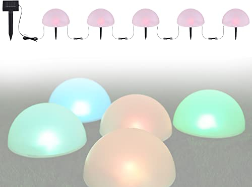 Solarlampe für Außen Stehend RGB Halbkugel mit Pflegetuch – Solarleuchte Garten 19 cm Hoch – Außenleuchte Gartenlampe LED – Leuchte Solar Aussenlampe IP 44 Lampenkette Rot Grün Blau