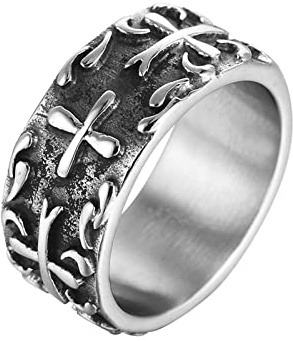 Lieson Edelstahl Herren Ring Edelstahlring Silber, Freundschaftsringe Ring für Herren Partner Kreuz Punk Ringe Herren