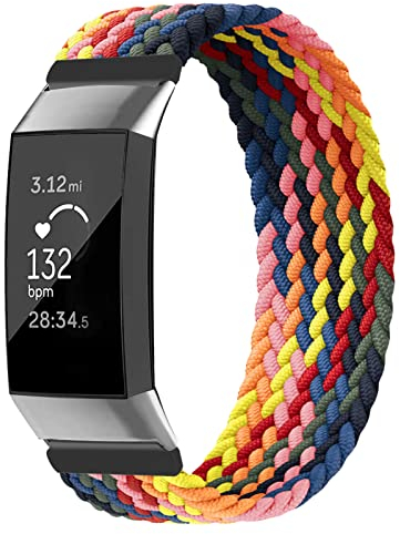 Vozehui Armband Kompatibel mit Fitbit Charge 3/Fitbit Charge 4 Armband, Elastisches Atmungsaktives Weiches Nylon Kinitting Sport Ersatzband für Charge 3/4 Sportband für Damen Herren
