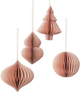 Broste Copenhagen Christmas Mix Papierhänger Dusty pink Set4