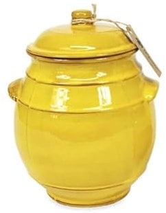 Verano Spanish Ceramics Selena Hand Dipped Glaze Storage Jar with Lid - Decorative Home Décor Kitchen Restaurant Café Dining Tea Bag Cannister Ceramic Pot Utensil Holder - Yellow 23cm