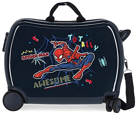 Marvel Spiderman Totally awesome Kinderkoffer Blau 50 x 39 x 20 cm Starres ABS Seitliches Zahlenschloss 34 L 1,8 kg 4 Rollen Handgepäck