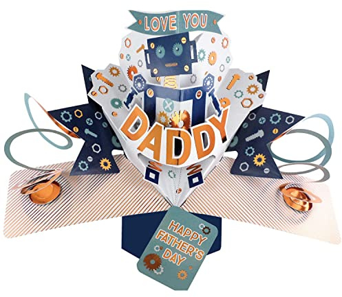 Pop Up Father's Day Card Love You Daddy Robot Greeting Card 3D Pop-Up Cards FPOP008