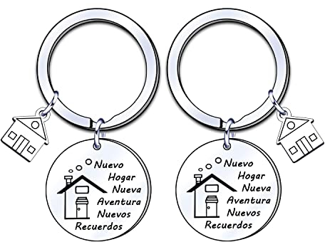 LUODAN 2 Piezas Llavero Nuevo Hogar nueva aventura Nuevos Recuerdos, primer regalo de casa, regalo de inauguración de la casa para mujer marido, regalos de calefacción para parejas