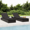 BULANED Sonnenliege mit Tisch, Liegestuhl, Gartenliege, Relaxliege, Balkonliege, Liegen, Sun Lounger, Freizeitliege, Sommer Liegen, Gartenmöbel, Schwarz Poly Rattan