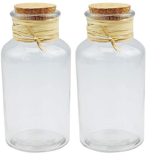 mikken 2 x Vorratsglas 575 ml Apothekerglas Glasdose mit Korken + Beschriftungsetiketten