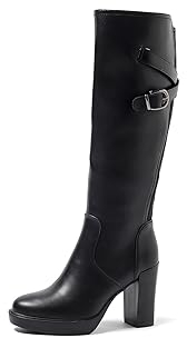 QUEEN HELENA Damen X29-116 High Heels Plateau Stiefel, Schwarz , 36 EU