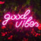 Aslanka Good Vibes Neonschild, Neonschilder für Schlafzimmer, Wanddekoration, USB-betriebenes Neonlicht-Wandschild für Schlafzimmer, 39,9 x 19,8 cm (Rosa)