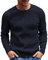 NITAGUT Men's Jumpers Sweater Crewneck Cable-Knit Pullover Sweater Navy Blue,Large
