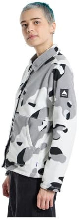 Burton W Cinder Snap Shrt Stout Wt Cookie Camo, Stout White Cookie Camo, 36