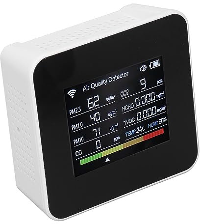 Air Quality Tester, CO2 HCHO TVOC PM2.5 PM10 CO WiFi Digital Air Monitor Quick Response for Public Places