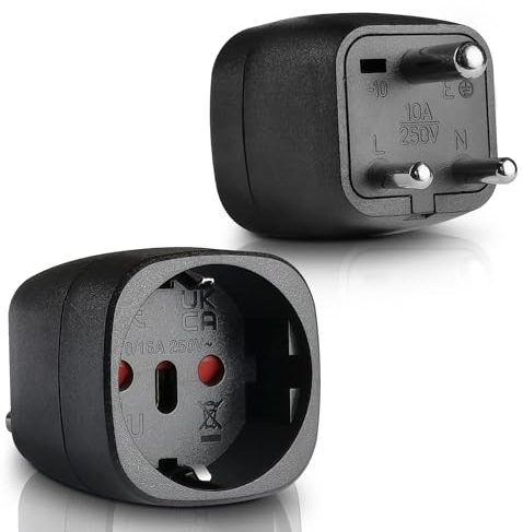 2 pezzi spina da viaggio per India, Germania all'India, adattatore da viaggio, spina da viaggio EU su India, adattatore da viaggio per India Sri Lanka, Nepal