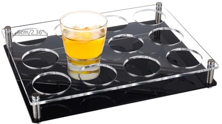 nbeads 12 Schnapsglas Glas-Tablett-Halter, Klar Große Öffnung Shot Glas Tray Schnapsglas Serviertabletts Bier Wein Glas Rack für Bar Party Club Familie Frenzy Party, Loch: 6cm