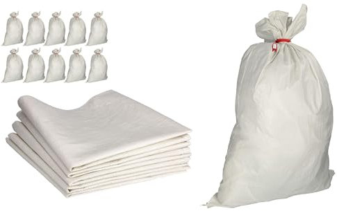 ToolSpace Sac à Gravat - Sacs en Polypropylène Alimentaire pour Cereale Chantier Riz et Grain, 10x Tissu PP 105x65 cm Agricole pour Charbon Stockage Ble Maïs Farine Sable et Déchets, Tissé 50 kg