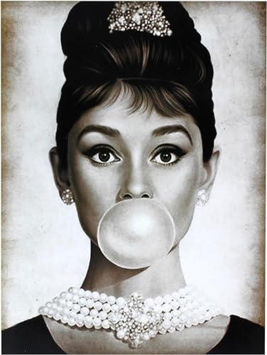 KUSTOM ART Wandposter Serie Berühmte Schauspieler Hollywood Audrey Hepburn Kunstdruck beschichtetes Papier 40 x 30 cm ohne Rahmen.