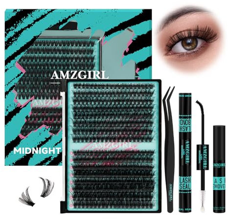 Kit d'extensions de cils 320 pièces, kit de cils individuels DIY, colle et scellant pour cils, dissolvant pour extensions de cils, outil d'application pour kit de cils (7090D, D-Mix 10-16mm Kit)