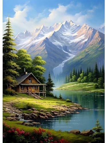 TOSTOG Diamond Painting für Erwachsene,Haus und Berg 5D Diamant Painting Kits Bilder,DIY Diamant Malerei Diamond Painting Bilder Set 30x40cm für Wanddekor