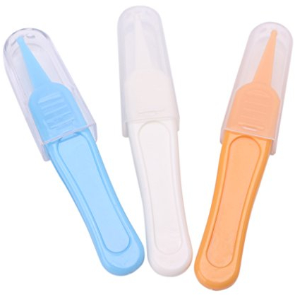 Pince à épiler pour nettoyer les oreilles, le nez et le nombril - Pince à épiler de sécurité visible - Fournitures de nettoyage pour soins de santé et de bébé - Rose