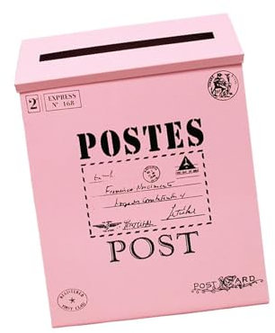 LOVIVER Metallbriefkasten, Hängender Briefkasten Groß, RetroMetallBriefkasten, Klassischer Briefkasten, Zeitungshalter, Wandbriefkasten für den Außenbereich, ROSA