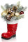 Arborus Weihnachten Tischdeko 36 cm Künstliche Pflanzen Weihnachten Künstliche Tannenzweige im Nikolausstiefel Kunstpflanzen für Weihnachten Deko Kunstpflanze mit Weihnachtskugeln für Weihnachtsdeko